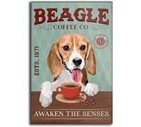 Cartello In Metallo Dog Beagle Coffee Awaken The Senses Insegne Vintage Targhetta Per Grotta Giardino Club Cucina S