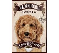 Cartello in metallo Golden Doodle Coffee Co Savor The Flavor, cartello in latta vintage, cartello retrò, cartello in alluminio per cucina, casa, ufficio, bar, caffetteria, regalo per donne e uomini, 8
