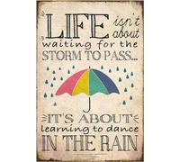Cartello in metallo motivazionale positivo MentalWall Décor Imparare a ballare sotto la pioggia Incoraggiante regalo per bambini Adolescenti Donne Casa Ufficio Camera da letto Soggiorno Caffè 5,5x8
