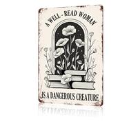 Cartello in metallo per amanti dei libri, una donna colta è una creatura pericolosa, decorazione per nerd, per la casa, la camera da letto, il lettore di libri, il bibliotecario, decorazione per li