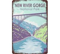 Cartello in metallo resistente, New River Gorge National Park, West Virginia Bridge, cartelli in lamiera retrò, per interni ed esterni, ottimo regalo e decorazione, stampa artistica rustica vintage,