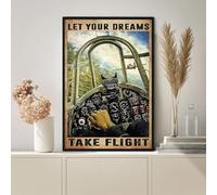 Cartello in metallo retrò da 8 x 12 pollici, poster vintage da pilota, lascia che i tuoi sogni prendano il volo, poster regalo per pilota, decorazione murale da pilota, arte murale da pilota, amante