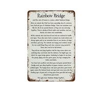 Cartello in metallo retrò, vintage, per animali domestici, cane, gatto, commemorativo, regalo per la perdita di un animale domestico, regalo per la perdita, ponte arcobaleno, poesia, citazione, decor