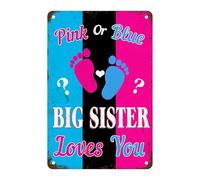 Cartello in metallo rosa o blu con scritta "Sorella maggiore ti ama", per rivelare il sesso del bambino, con citazioni interessanti per casa, ufficio, caverna per uomini, garage, bar, pub, decorazion