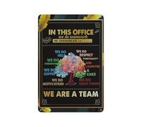 Cartello in metallo rustico, arte murale ispiratrice in questo ufficio, siamo una squadra, stampe per decorazioni murali per la casa, spirito di squadra, decorazioni per ufficio, regali, 8x12 polli