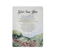 Cartello in metallo rustico, commemorativo, poesia sul lutto, Dio ti ha visto, stampa, arte murale, decorazione per la casa, poesia floreale, simpatia, dipinto, poster, 12x16 pollici