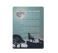 Cartello in metallo rustico con citazione ispiratrice, stampa "La storia dei due lupi", poster da parete per soggiorno, casa, ufficio, ottimo regalo per la casa e l'ufficio, 30,5 x 40,6 cm