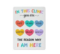 Cartello in metallo rustico con scritta "Infermiera scolastica", "In questa clinica sei al sicuro", citazione motivazionale, stampe, poster per decorazioni per ufficio e infermiere scolastiche, 12x