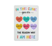 Cartello in metallo rustico con scritta "Infermiera scolastica", "In questa clinica sei al sicuro", citazione motivazionale, stampe, poster per decorazioni per ufficio e infermiere scolastiche, 8x1