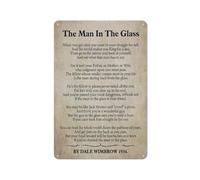 Cartello in metallo rustico con stampa di poesie "L'uomo nel bicchiere", decorazione da parete per la casa, quando ottieni ciò che desideri nella tua lotta per te stesso, poster da pittura, 8x12 po