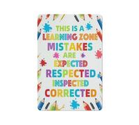 Cartello in metallo rustico, decorazione murale ispiratrice per l'aula scolastica, "This is a Learing Zone Mistakes are Expected" (Questa è una zona di apprendimento, gli errori sono previsti), pos