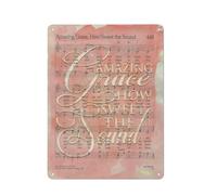 Cartello in metallo rustico vintage, poster cristiano, Amazing Grace, How Sweet The Sound, poster da parete per l'estetica e l'arredamento della stanza, poster per soggiorno, camera da letto, uffic