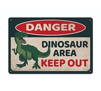 Cartello in metallo vintage con scritta "Danger Dinosaur Area Keep out", 20 x 30 cm, decorazione per la stanza dei ragazzi, decorazione da parete per camera da letto, per ragazzi e bambini, regali per