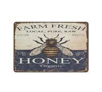 Cartello in metallo vintage con scritta "Farm Fresh Honey Poster Bee Local Pure Raw Organic Art Room Bar Pub Club Cafe Home Decor" 8x12 pollici