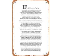 Cartello in metallo vintage con scritta "If Poem by Rudyard Kipling" 40 x 20 cm