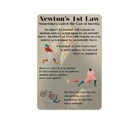 Cartello in metallo vintage Newton'S 1St Law Classroom Wall Decor Physical Knowledge Metal Posters Science Education Art Prints Educational Art Poster per la stanza dei fisici, casa, scuola, ufficio,