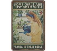 Cartello in metallo vintage, regali per giardiniere, arte murale per giardinaggio, alcune ragazze nascono con le piante nell'anima, decorazione murale, cartelli originali per giardino, fattoria, caff