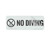 Cartello in plastica acrilica, cartello con scritta "No Diving", con simboli, autoadesivo, per ristoranti, saloni, hotel, motel, stop di riposo, servizi igienici pubblici, 25,4 x 7,6 cm