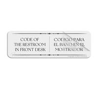 Cartello in plastica acrilica con codice del bagno in front desk Codigo Para El Baño En El Mostrador Bilingue Business Wall or Door Signlong durevole con forte nastro adesivo pulito 25,4 x 7,6 cm
