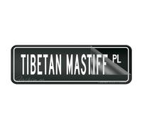 Cartello in plastica acrilica con mastino tibetano, 25,4 x 7,6 cm, con simboli, autoadesivo, per ristoranti, saloni, hotel, motel, resti, servizi igienici pubblici