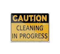 Cartello in plastica acrilica con scritta "Caution Cleaning In Progress", 15,2 x 20,3 cm, con simboli, autoadesivo, per ristoranti, saloni, hotel, motel, resti, bagni pubblici