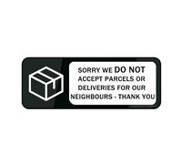 Cartello in plastica acrilica con scritta "Couriers We Do Not Accept Deliveries Or Parcels For Our 22,9 x 7,6 cm di spessore, autoadesivo, design moderno, facile da installare