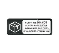 Cartello in plastica acrilica, con scritta "Couriers We Do Not Accept Delivery Or Parcels For Our Sign", 7,6 x 25,4 cm, autoadesivo sul retro, resistente allo sbiadimento, per interni ed esterni