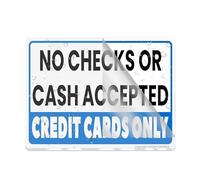 Cartello in plastica acrilica, con scritta "Credit Cards Only No Checks or Cash Accepting", con angoli arrotondati, lunga durata, con nastro biadesivo sul retro, 15,2 x 20,3 cm