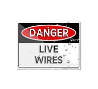 Cartello in plastica acrilica con scritta "Danger Live Wires", lunga durata, con nastro biadesivo, 15 x 20 cm