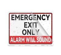 Cartello in plastica acrilica con scritta "Emergency Exit Only Alarm Will Sound", angoli arrotondati, lunga durata, con nastro biadesivo sul retro, 15,2 x 20,3 cm