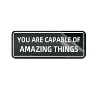 Cartello in plastica acrilica con scritta "Fancy you are capable of amazing things", 25,4 x 7,6 cm, con simboli, autoadesivo, per ristoranti, saloni, hotel, motel, stop di riposo e servizi igienici