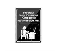 Cartello in plastica acrilica con scritta "If you wish to use your laptop please use the designated work arealong lasting with double face tape 15,2 x 20,3 cm