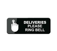Cartello in plastica acrilica con scritta in lingua inglese "Deliveries Please Ring Bell", segnale di avviso di ingresso 22,9 x 7,6 cm, autoadesivo in acrilico per porta o parete targhetta con nome