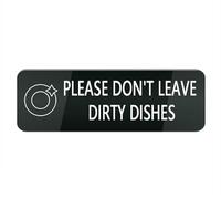 Cartello in plastica acrilica con scritta in lingua inglese "Please Don T Leave Dirty Dishes", 25,4 x 7,6 cm, resistente allo sbiadimento, per ufficio e casa (nero)
