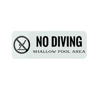 Cartello in plastica acrilica con scritta "No Diving Shallow Pool Area", durevole, con nastro biadesivo, 9 x 3 cm