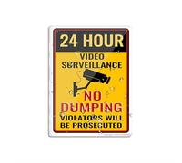 Cartello in plastica acrilica con scritta "No Dumping 24 Hour Videosorveglianza", 15,2 x 20,3 cm, autoadesivo, in acrilico, per porta o parete