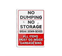 Cartello in plastica acrilica con scritta "No Dumping No Storage Break Down Boxes All Items In Bin 15,2 x 20,3 cm con simboli, autoadesivo, per ristoranti, saloni, hotel, motel, stop di riposo