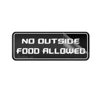 Cartello in plastica acrilica, con scritta "No Outside Food Allowed", cartello di attenzione, 7,6 x 25,4 cm, autoadesivo sul retro, resistente allo sbiadimento, per interni ed esterni