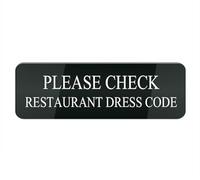 Cartello in plastica acrilica con scritta "Please Check Restaurant Dress Code", per casa, ufficio, casa, design moderno, 25,4 x 7,6 cm, decorazione per la casa, accessori per porte o pareti