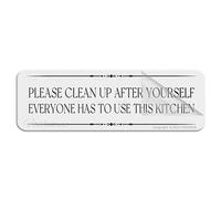 Cartello in plastica acrilica con scritta "Please Clean Up After Yourself Everyone Has To Use This Kitchen Wall or Door Sign Round Corners Long Lasting with Strong Clean Adhesive Tape in the Back 25,4