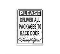 Cartello in plastica acrilica con scritta "Please Deliver All Packages to Back Door", con angoli arrotondati, lunga durata, con nastro biadesivo sul retro, 15,2 x 20,3 cm