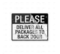 Cartello in plastica acrilica con scritta "Please Deliver All Packages to Back Door", lunga durata, con nastro adesivo resistente e pulito, 15,2 x 20,3