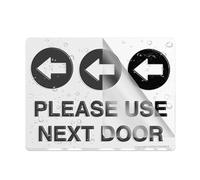 Cartello in plastica acrilica, con scritta "Please Use Next Door Left Sign Round Corners Long Lasting With Double Sided Tape in the Back 15,2 x 20,3 cm