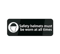 Cartello in plastica acrilica con scritta "Safety Helmets Must Be Worn At All Times", con adesivo, 22,9 x 7,6 cm, facile da installare e altamente visibile per ufficio e lavoro, durevole e altamente