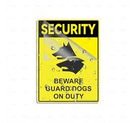 Cartello in plastica acrilica con scritta "Security Beware Guard Dogs On Duty" 20,3 x 15,2 cm, autoadesivo sul retro, resistente allo sbiadimento, per uso interno ed esterno