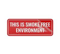 Cartello in plastica acrilica con scritta "This Is A Smoke Free Environment", lunga durata, con nastro adesivo resistente e pulito, 25,4 x 7,6 cm