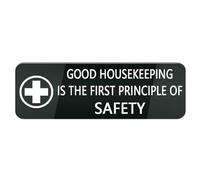 Cartello in plastica acrilica Good Housekeeping is the first principle of safety sign for house office home, acrilico design moderno porta segno 25,4 x 7,6 cm accessori per la decorazione della casa