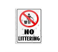 Cartello in plastica acrilica "No Littering With Graphic Street Cleanliness Restriction Alert Attenzione Attenzione avviso avviso avviso 15,2 x 20,32 cm in cartello autoadesivo acrilico per porta o