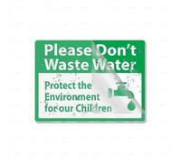Cartello in plastica acrilica "Protect the Environment For Our Children", 15,2 x 20,3 cm, con simboli, autoadesivo, per ristoranti, saloni, hotel, motel, soste e bagni pubblici