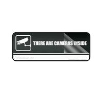 Cartello in plastica acrilica, segnale di promemoria pubblico con scritta "There Are Cameras Inside", angoli arrotondati, lunga durata, con nastro adesivo resistente e pulito sul retro, 25,4 x 7,6 cm